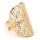 Ring Blume des Levens - Messing - goldfarbig -- 3x2 cm