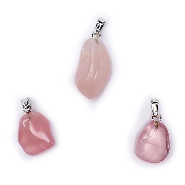 Rosenquarz Edelstein Anhänger Öse eingesteckt -- ±1-3cm