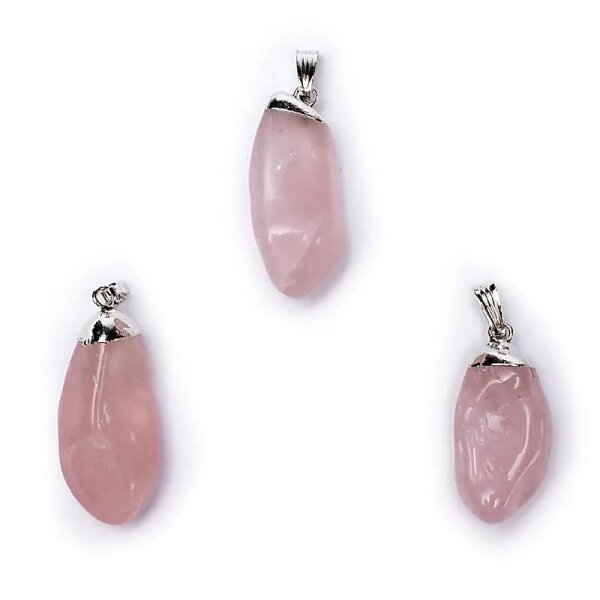 Rosenquarz Edelsteinanhänger mit gebohrtem Stift -- ±1-3 cm