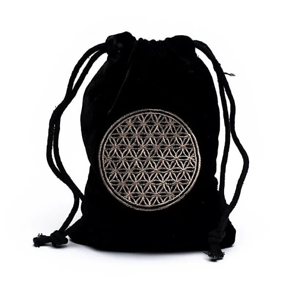 Samt Tasche mit Blume des Lebens -- 19x13cm