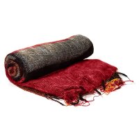 Schal für die Meditation Orange-rot mit Streifen --...