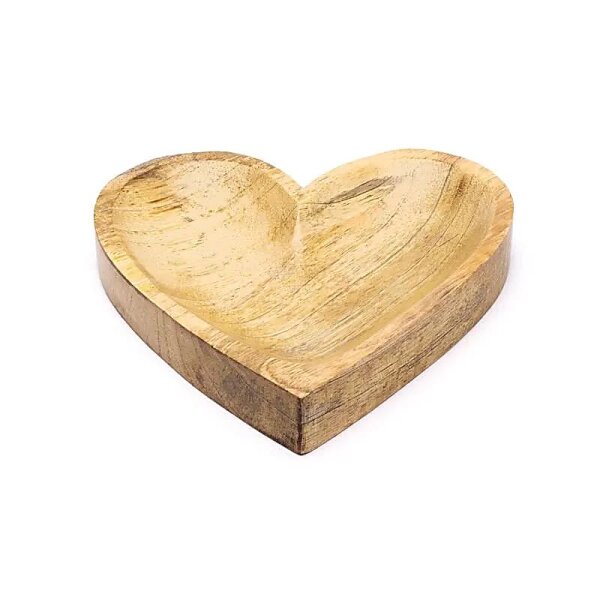 Schälchen Herzform Mangoholz -- 15x15x2,5cm