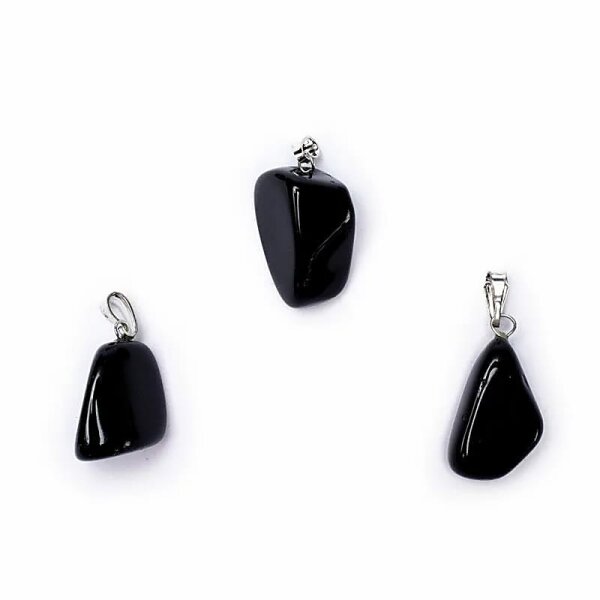 Scharzer Obsidian Edelstein Anhänger Öse eingesteckt -- ±1-2.5 cm