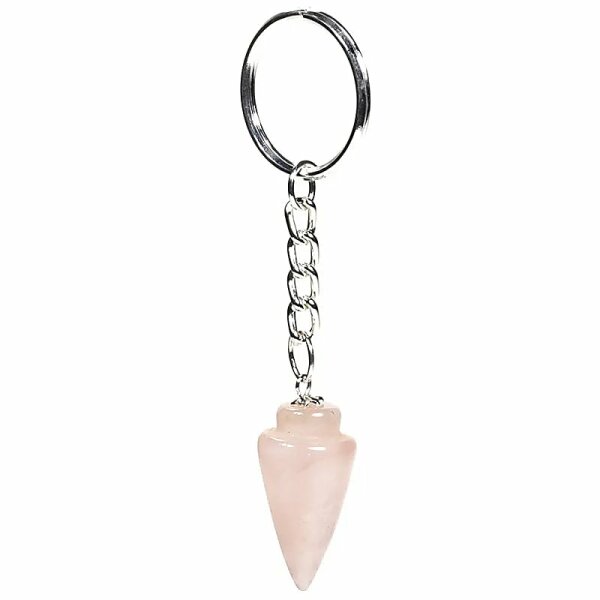 Schlüsselanhänger Pendel Rosenquarz -- 10 cm