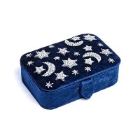 Schmuck- / Tarotkästchen Samt dunkelblau mit Mond...