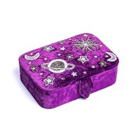 Schmuck- / Tarotkästchen Samt lila mit Galaxie --...