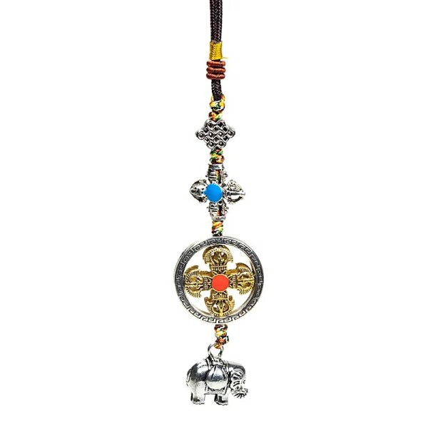 Schutzanhänger doppelter Dorje mit Elefant -- 20 cm; 32 g