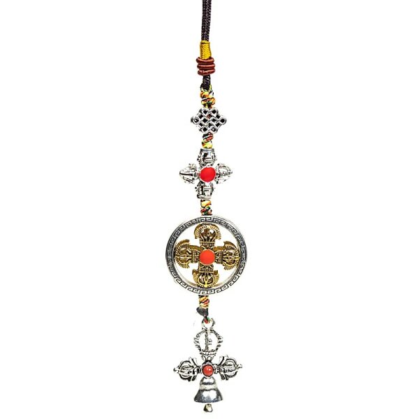 Schutzanhänger doppelter Dorje mit Glöckchen -- 20 cm; 24 g