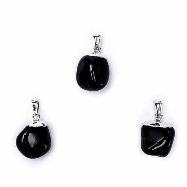 Schwarzer Obsidian Edelsteinanhänger mit gebohrtem Stift -- ±1-2.5 cm