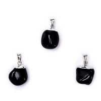 Schwarzer Obsidian Edelsteinanhänger mit gebohrtem...
