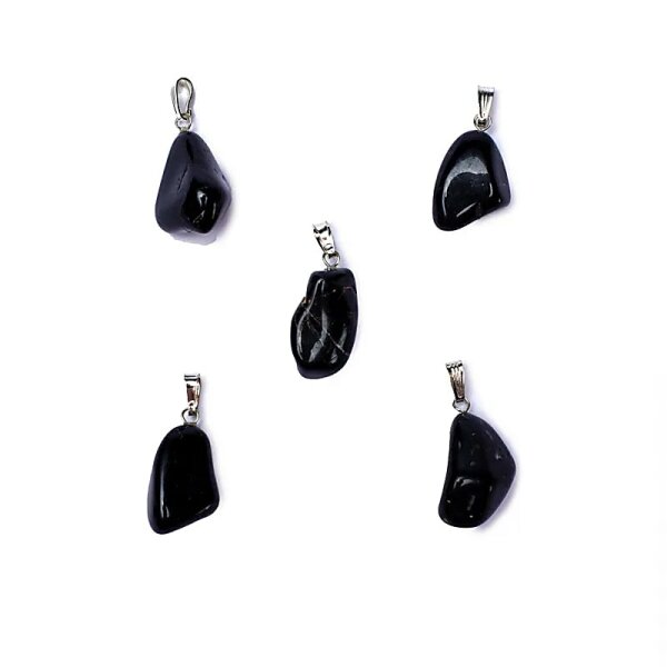 Schwarzer Onyx Edelstein Anhänger Öse eingesteckt -- ±1-2.5cm