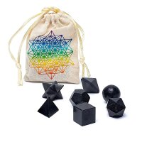 Schwarzer Turmalin Heilige Geometrie 7-teiliges Set --...