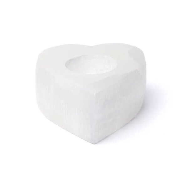 Selenit Herz Kerzenhalter -- ±8x7x5cm