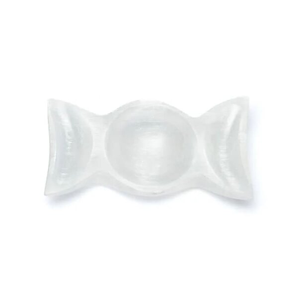 Selenit Platte mit Mondphasen -- ±15x8x3cm