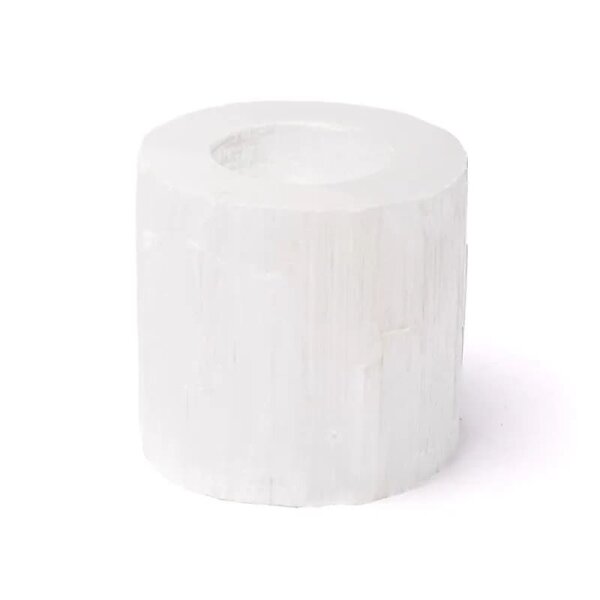 Selenit runder Teelichthalter -- ±7x7x7cm