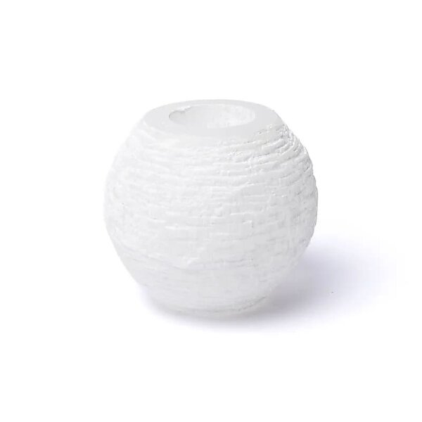 Selenit Schneeball-Kerzenhalter -- ±10x10cm