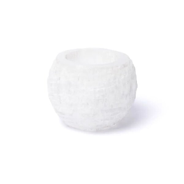 Selenit Schneeball-Kerzenhalter -- ±6x6cm