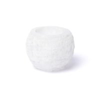 Selenit Schneeball-Kerzenhalter -- ±6x6cm