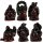 SET 6 Buddha Statuen rot Polystone -- 250 g; 5 cm