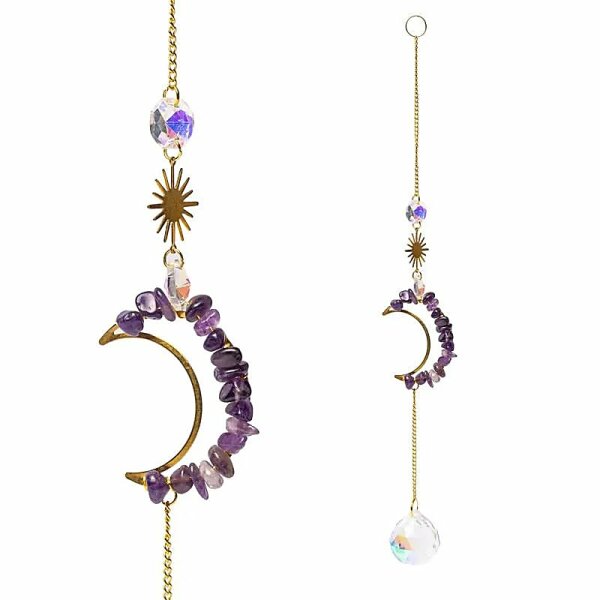 Sonnenfänger mit Amethystmond und Kristallkugel -- ±35cm
