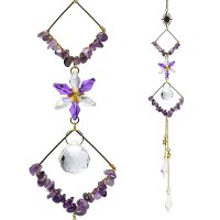 Sonnenfänger mit Amethyststeinen und Rhomben -- 50cm