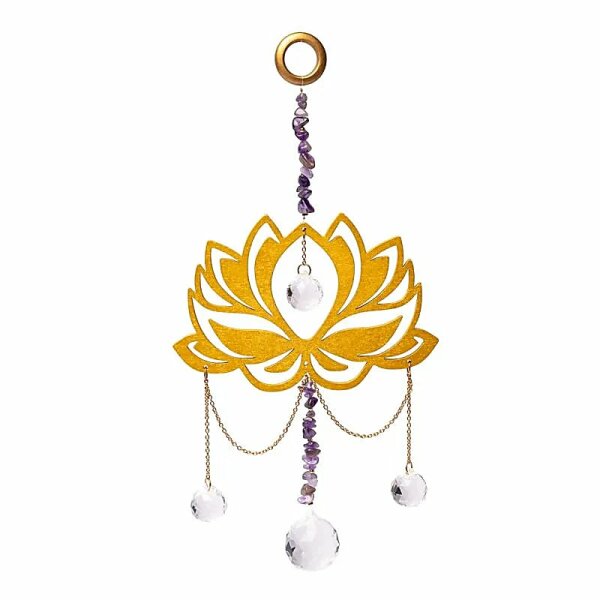Sonnenfänger mit Lotos, Amethyst und Kristallkugeln -- ±33cm