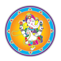 Sunseal Fensteraufkleber tanzender Ganesh rund -- 15x15cm