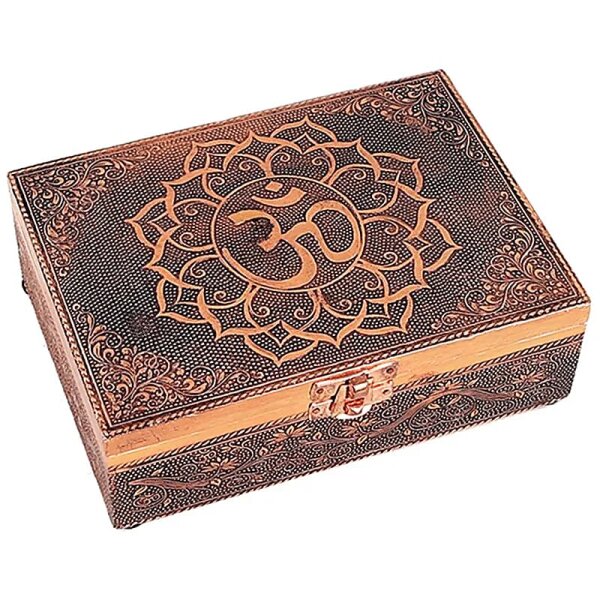 Tarot- und Schmuckkistchen Ohm Kupferfarbe -- 18x13x6 cm
