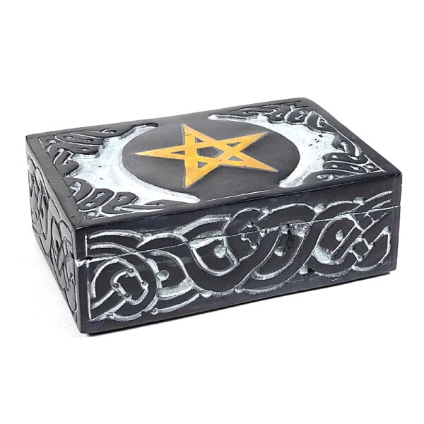 Tarotdose Pentagramm Speckstein -- 15x10 cm