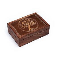 Tarotkistchen geschnitzt, Baum des Lebens -- 17.5x13x6.5 cm