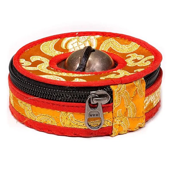 Tasche für Tingsha Zimbeln orange/rot Large -- 9 cm