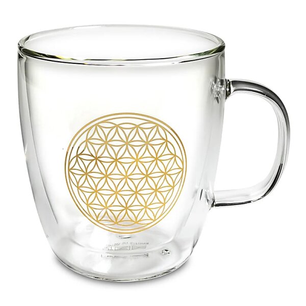 Teeglas doppelwandig Blume des Lebens -- 400ml