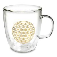 Teeglas doppelwandig Blume des Lebens -- 400ml