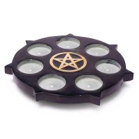 Teelicht-Halter Pentagramm aus schwarzem Speckstein -- 25 cm