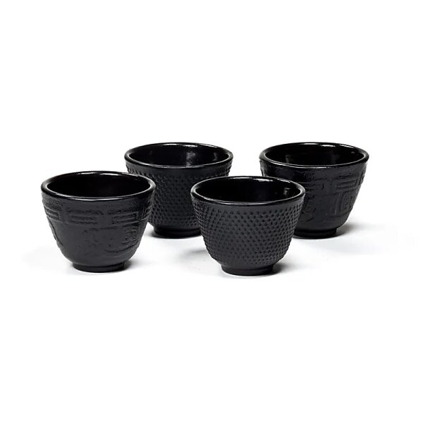 Teetassenset mit 4 Tassen emailliert japanischer Stil -- 65ml; 5x6.5cm
