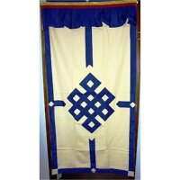 Tibetischer Türvorhang blau/creme -- 178x85 cm