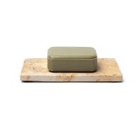 Travertin Seifenhalter oder Kerzenhalter goldfarben --...