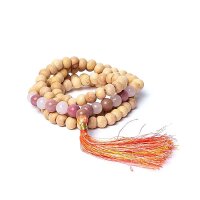 Tulsi-Mala mit Thulit/Rosenquarz AA-Qualität im...