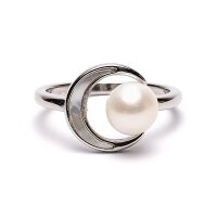Verstellbarer Ring mit Perle und Mond -- ±2 cm