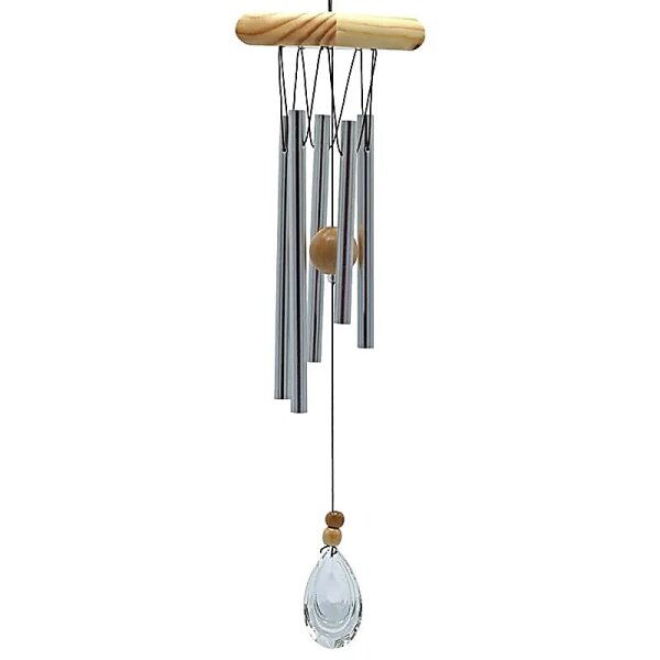 Windspiel fünf Stäbe Holz Kristallwindfänger -- 48 cm