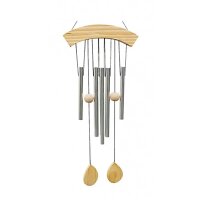 Windspiel mit 5 Klangstäben und Naturholz -- 65 cm