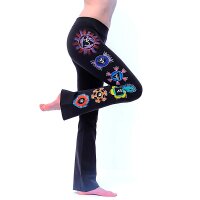 Yogahose Chakra handbemalt Baumwolle schwarz L -- 177 g