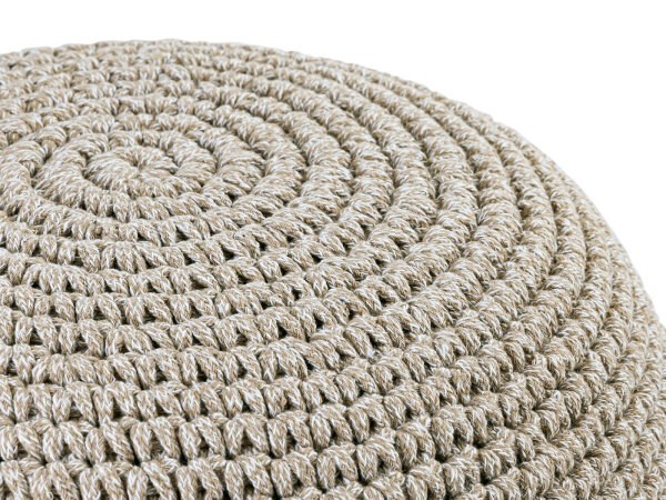 Sitzhocker Mohair Ø55 H37 beige, super nachhaltig, waschbar modern, CO2 Arm