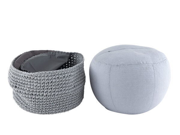 Sitzhocker Mohair Ø55 H37 hellgrau , super nachhaltig, waschbar modern, CO2 Arm