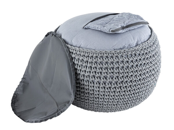 Sitzhocker Mohair Ø55 H37 hellgrau , super nachhaltig, waschbar modern, CO2 Arm