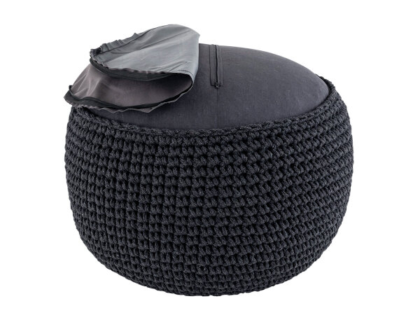 Sitzhocker Mohair Ø55 H37 grau , super nachhaltig, waschbar modern, CO2 Arm