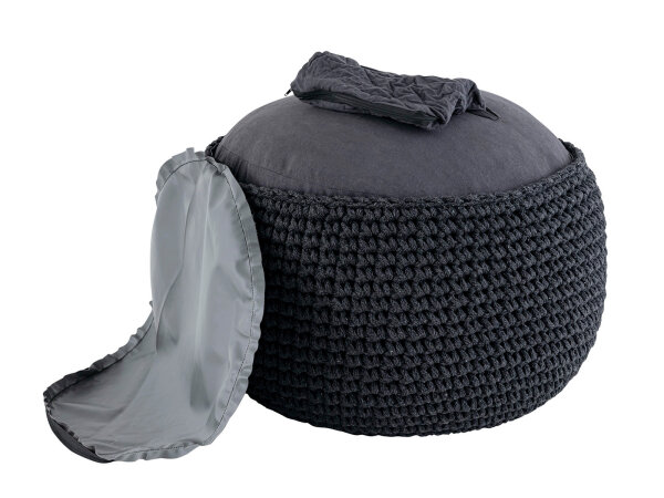 Sitzhocker Mohair Ø55 H37 grau , super nachhaltig, waschbar modern, CO2 Arm