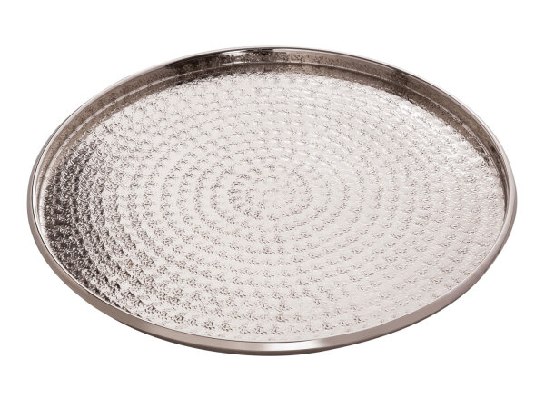 Dekotablett ø 28 cm rund silber Deko Tablett Serviertablett Metall Kerzentablett