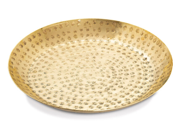 Dekotablett ø 28 cm rund gold Deko Tablett Serviertablett Metall Kerzentablett