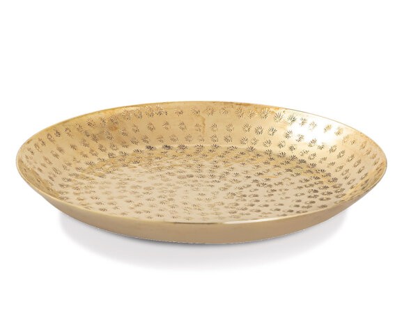 Dekotablett ø 28 cm rund gold Deko Tablett Serviertablett Metall Kerzentablett